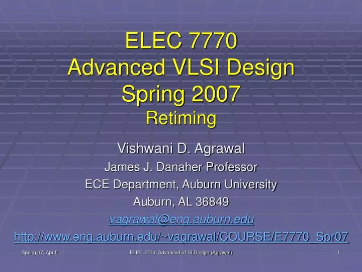 elec 7770 advanced vlsi design spring 2007 retiming