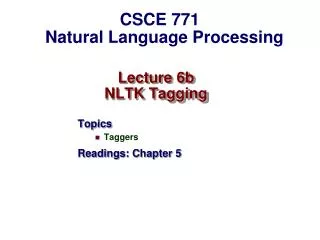 Lecture 6b NLTK Tagging