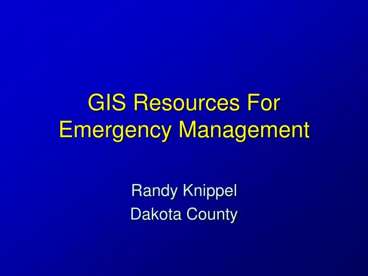 gis resources for emergency management