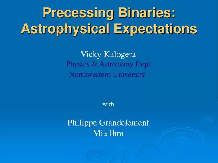 precessing binaries astrophysical expectations