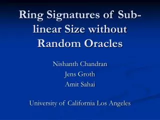 Ring Signatures of Sub-linear Size without Random Oracles