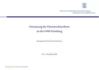 Umsetzung der Dienstrechtsreform an der HAW Hamburg