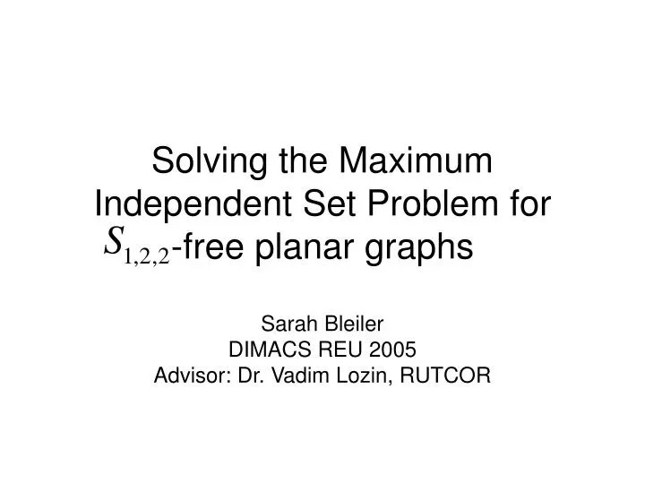 solving the maximum independent set problem for free planar graphs