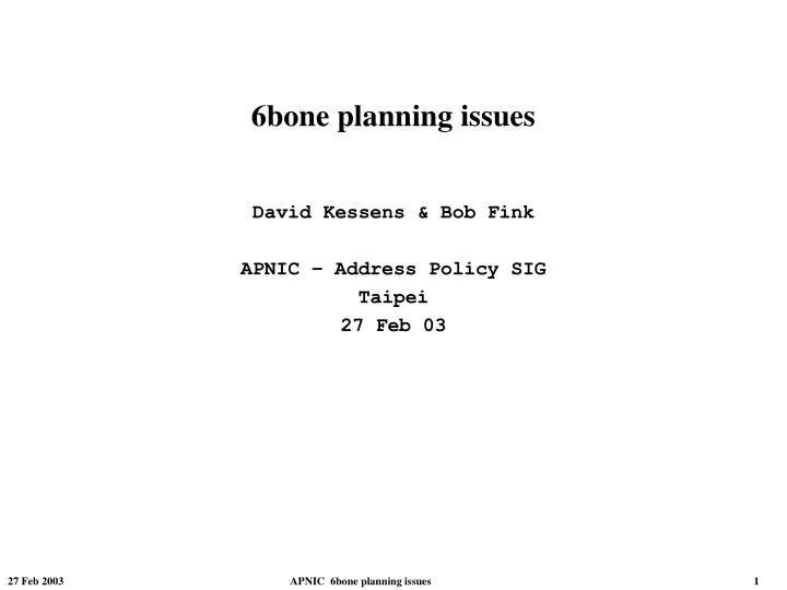 6bone planning issues