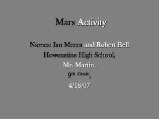 Mars Activity