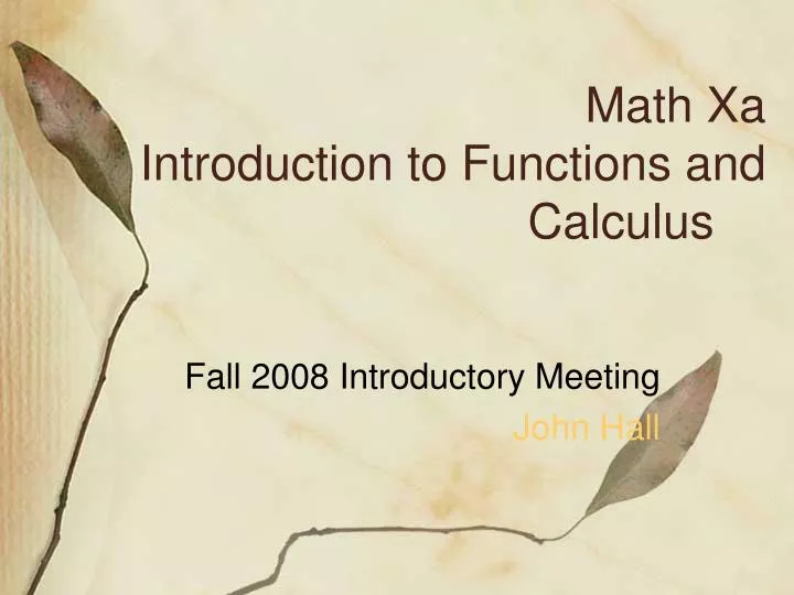 math xa introduction to functions and calculus