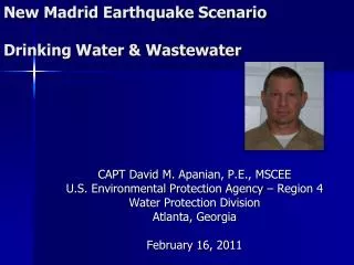 New Madrid Earthquake Scenario Drinking Water &amp; Wastewater