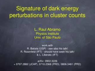 Signature of dark energy perturbations in cluster counts