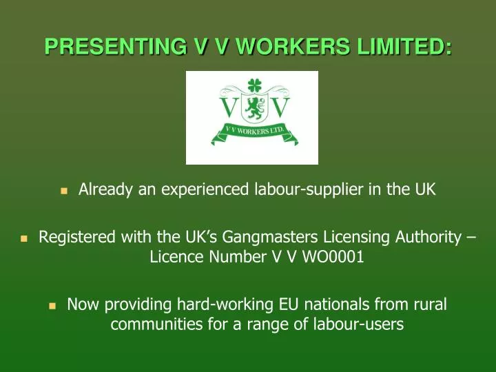presenting v v workers limited