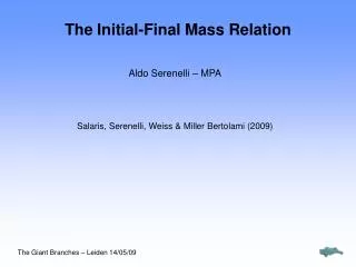 The Initial-Final Mass Relation