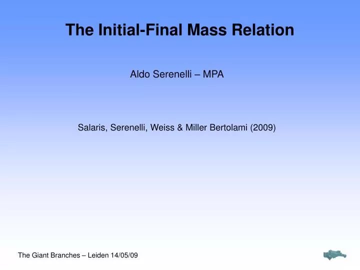 the initial final mass relation
