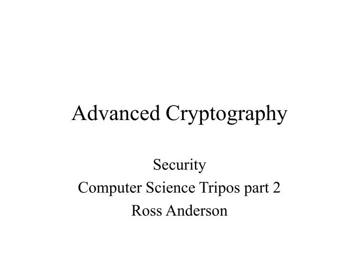 advanced cryptography