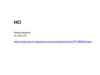 HCl Deperturbations E1, V14, V15