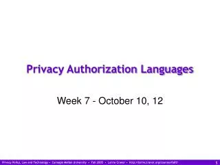 Privacy Authorization Languages