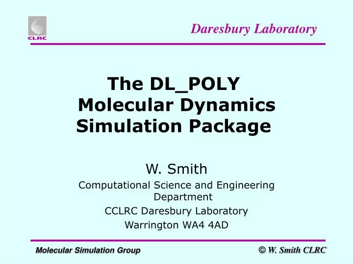 the dl poly molecular dynamics simulation package