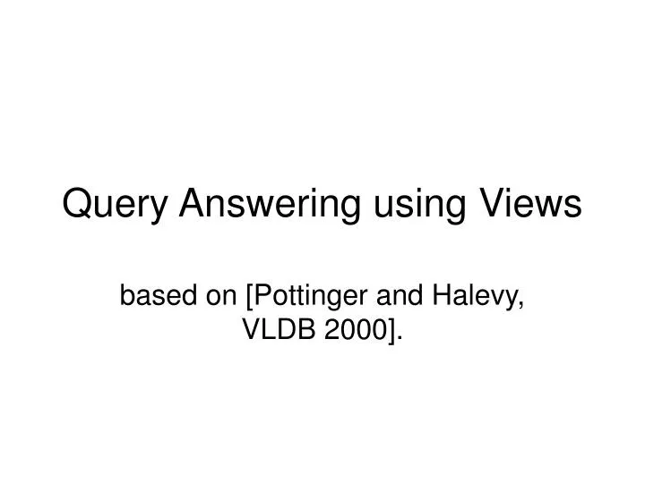 query answering using views