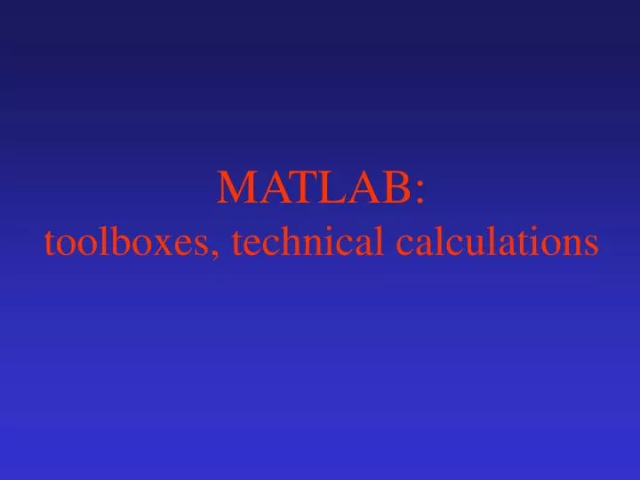 matlab toolboxes technical calculations