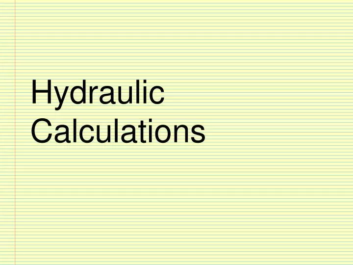 hydraulic calculations