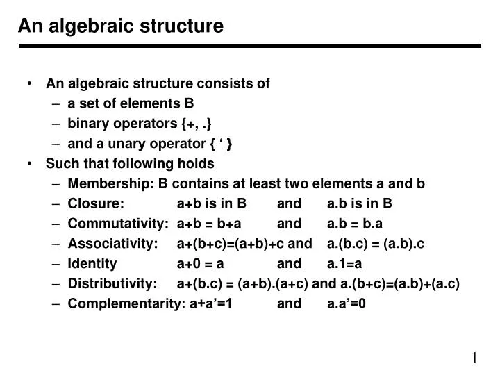 an algebraic structure
