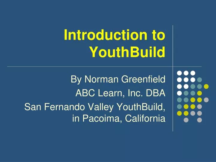 introduction to youthbuild