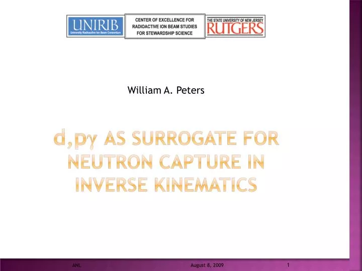 d p as surrogate for neutron capture in inverse kinematics