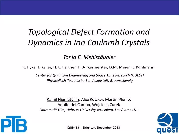 topological defect formation and dynamics in ion coulomb crystals