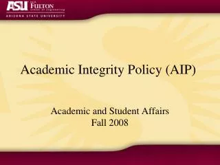 Academic Integrity Policy (AIP)