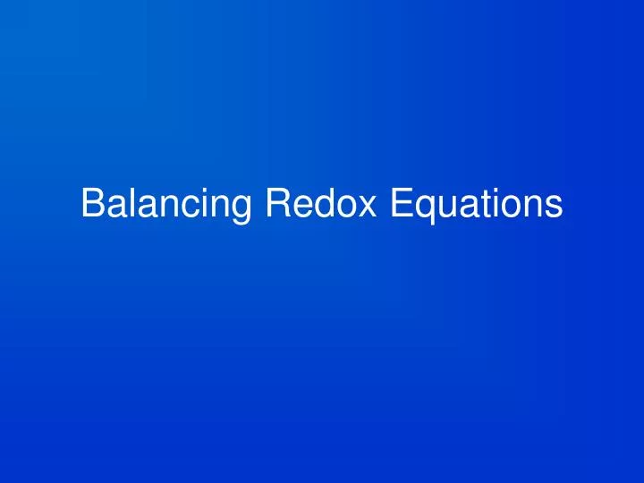 balancing redox equations