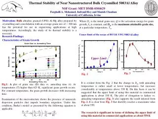 Thermal Stability of Near Nanostructured Bulk Cryomilled 5083Al Alloy NSF Grant: MET DMR-0304629