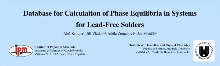 database for calculation of phase equilibria in systems for l ead free solders
