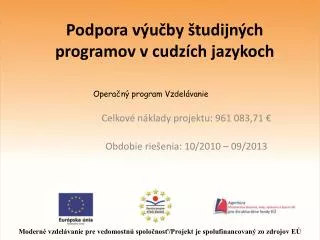podpora v u by tudijn ch programov v cudz ch jazykoch
