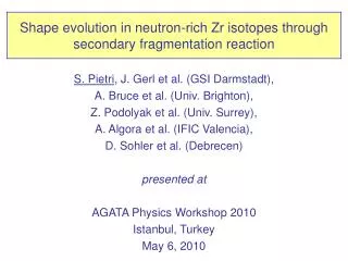 Shape evolution in neutron-rich Zr isotopes through secondary fragmentation reaction