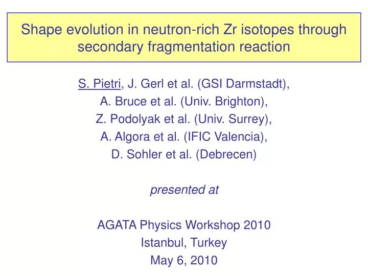 shape evolution in neutron rich zr isotopes through secondary fragmentation reaction
