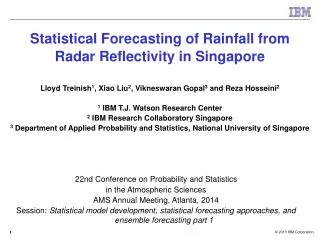 Statistical Forecasting of Rainfall from Radar Reflectivity in Singapore