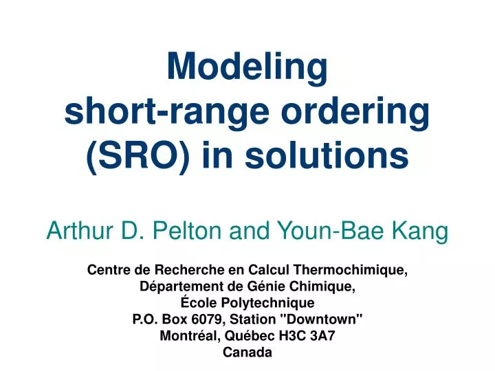 modeling short range ordering sro in solutions