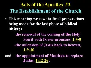 Acts of the Apostles #2 The Establishment of the Church