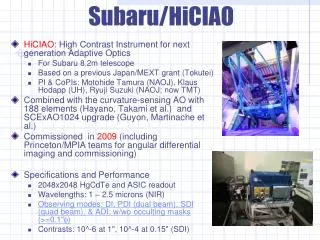 HiCIAO : High Contrast Instrument for next generation Adaptive Optics For Subaru 8.2m telescope