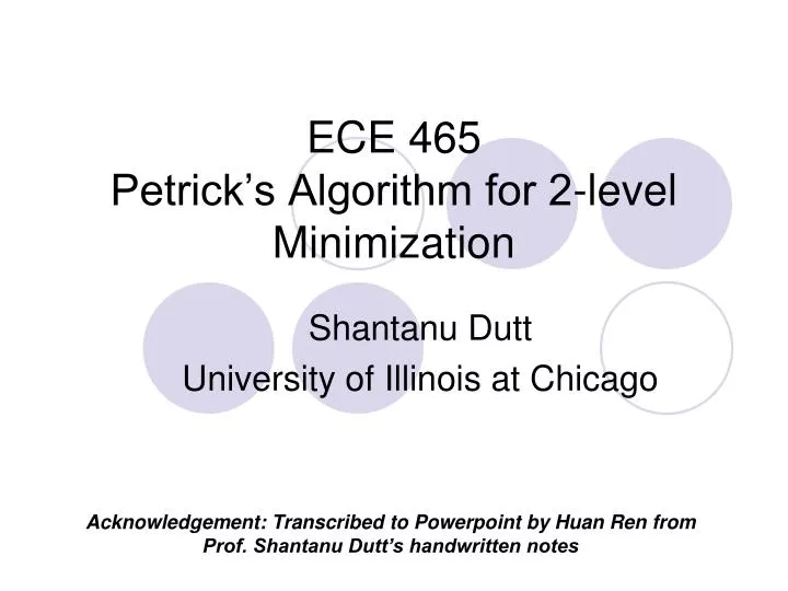 ece 465 petrick s algorithm for 2 level minimization