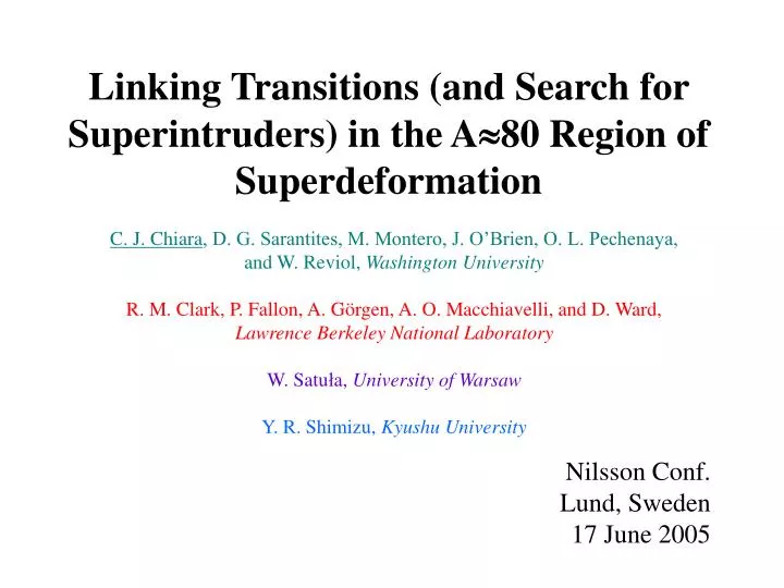 linking transitions and search for superintruders in the a 80 region of superdeformation