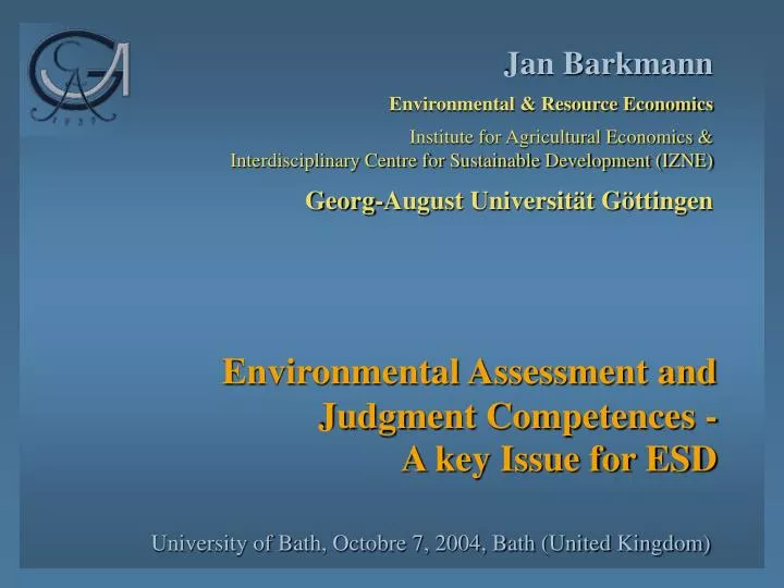 environmental assessment and judgment competences a key issue for esd
