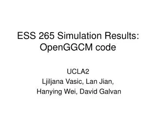 ESS 265 Simulation Results: OpenGGCM code