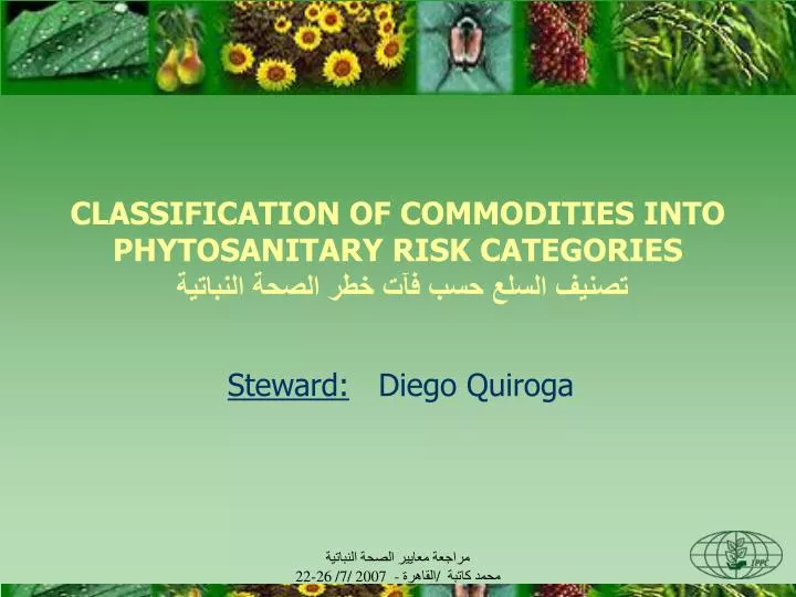 classification of commodities into phytosanitary risk categories