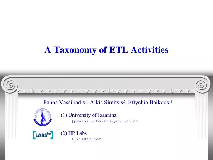 a taxonomy of etl activities