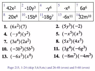 page 215 1 24 skip 3 6 9 etc and 26 48 even and 5 68 even