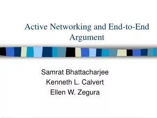 Active Networking and End-to-End Argument