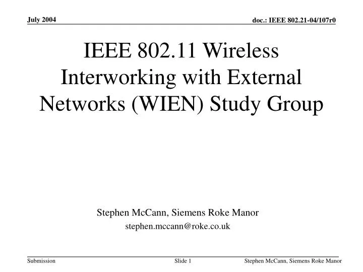 ieee 802 11 wireless interworking with external networks wien study group