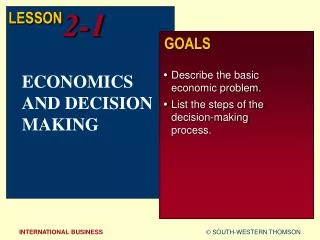 ECONOMICS AND DECISION MAKING