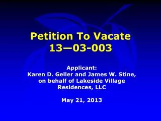 Petition To Vacate 13—03-003