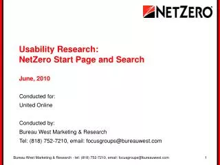 Usability Research: NetZero Start Page and Search June, 2010