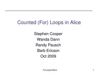 Counted (For) Loops in Alice